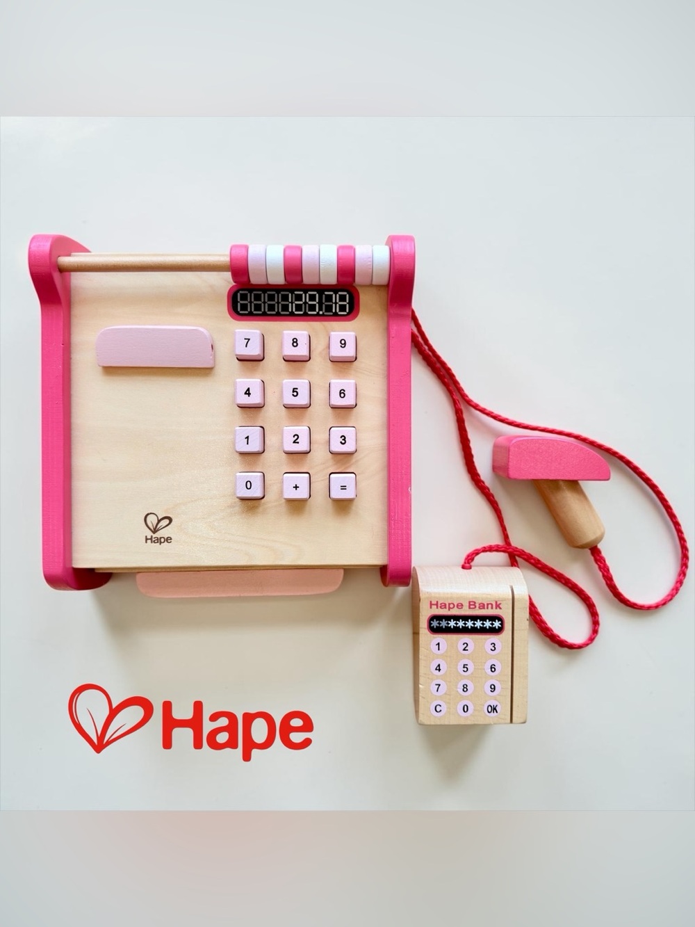 HAPE WOODEN CHECKOUT REGISTER TOY PINK WITH ACCESSORIES- RARE COLOR! GIRLS TOY
